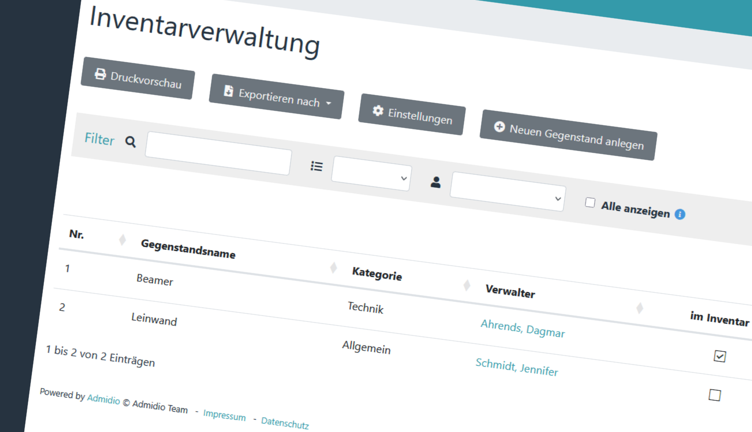 Plugin Inventarverwaltung